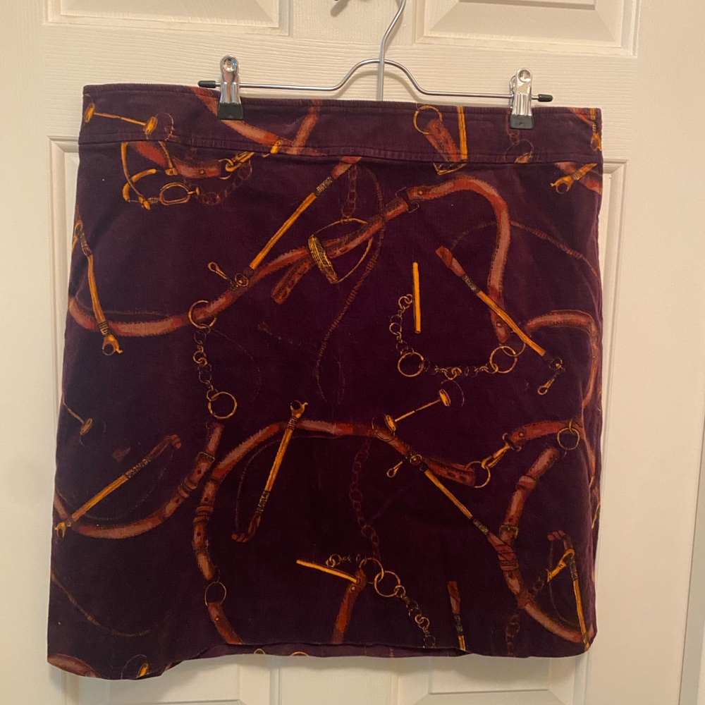 EUC Talbot’s Corduroy Equestrian Print Women's Skirt Size 16P